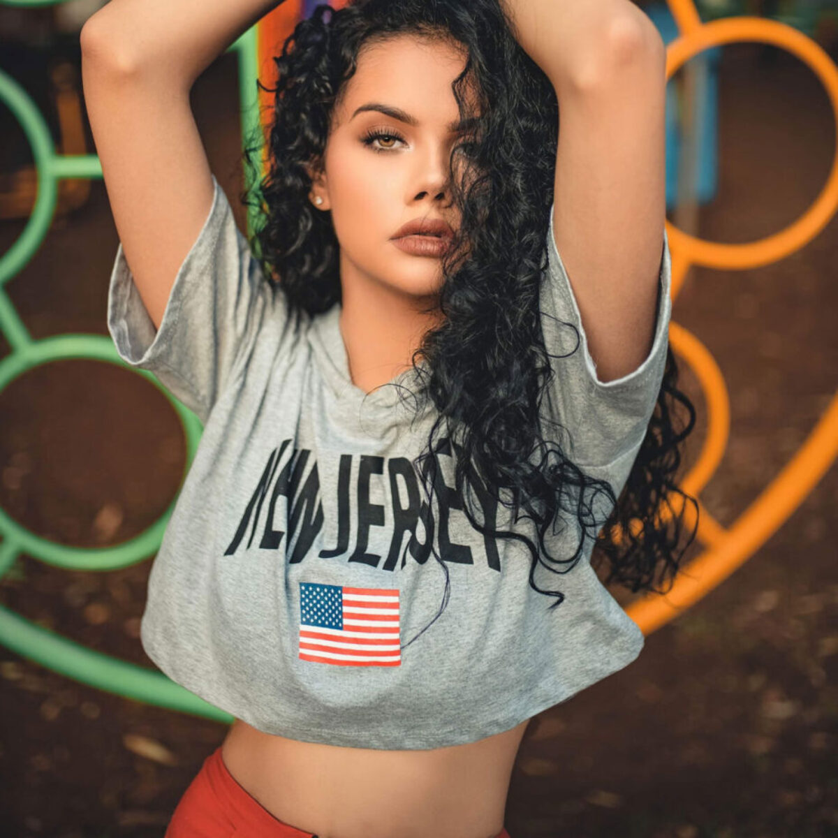Cropped Jersey Hoodie Top
